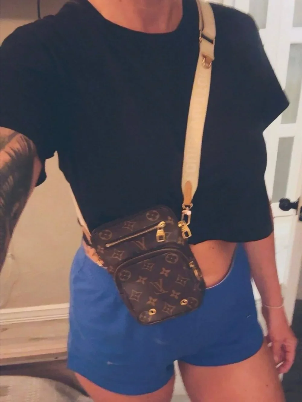 Louis Vuitton Monogram Crossbody Bag with 2 Straps.